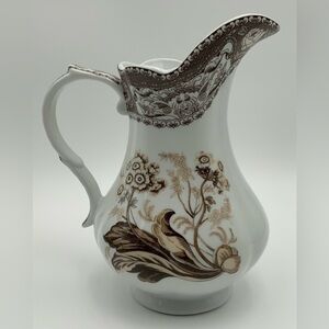 ANTIQUE REFLECTIONS by J. Godinger  7.5" Pitcher Brown White Floral